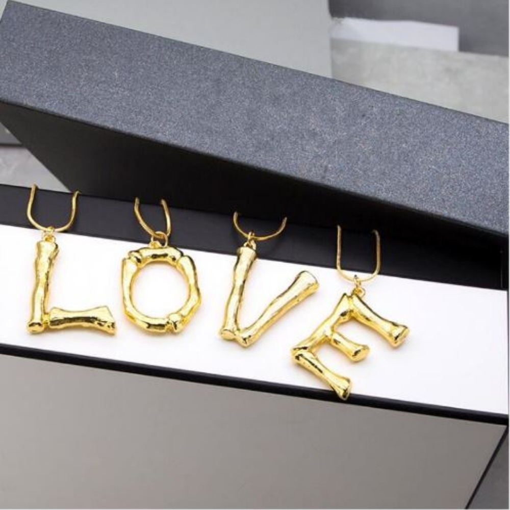 Any 2  $27 Gold P  Initial Bamboo Necklaces - Picture 6 of 8
